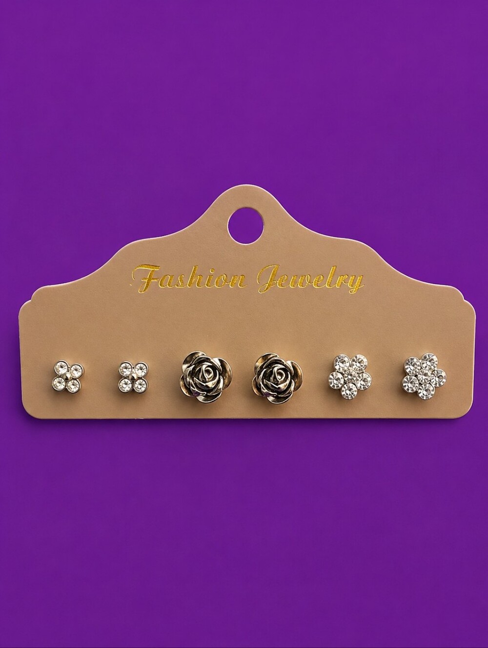 3/$30 Vintage Silvertone Flower Post Stud Earrings